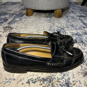 Cole Haan Black Leather Tassel Pinch Loafers Size 9.5